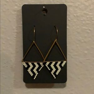 Handmade triangle beaded earring